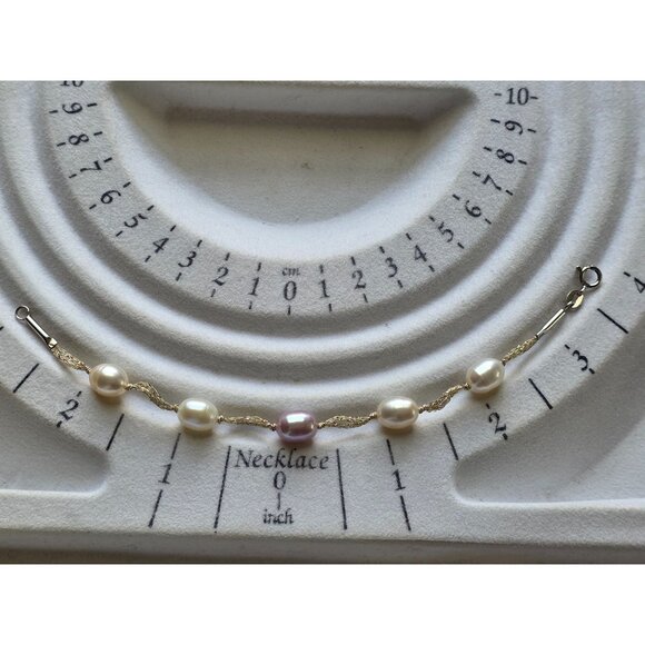 925 Sterling Silver Baroque Pearl Bracelet 6.5" - Picture 4 of 13